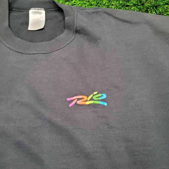 Vintage 90s Rainbow Rio Embroidered Sweatshirt Mens XL Boxy Fit Cropped Fit - Picture 2 of 9